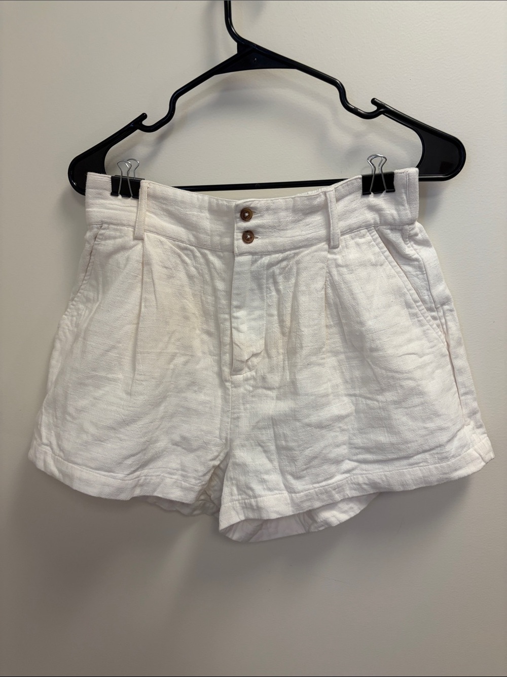 Billabong White High-Waist Linen-Blend Shorts